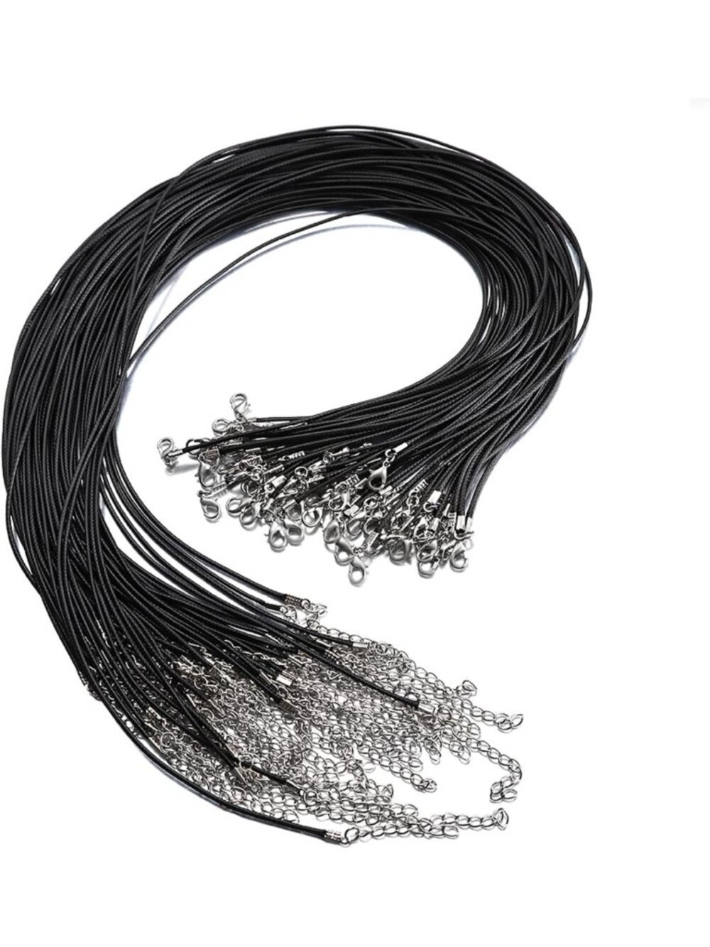 100 Pcs 24" Black Waxed Cord String for Jewelry Making, Bracelets & Necklaces